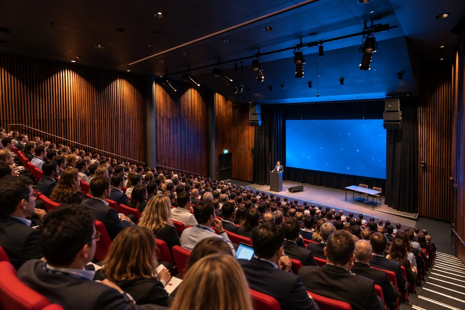 A speaker on stage at a previous Connexions event, in front of a screen showing the Connexions Oslo wordmark.